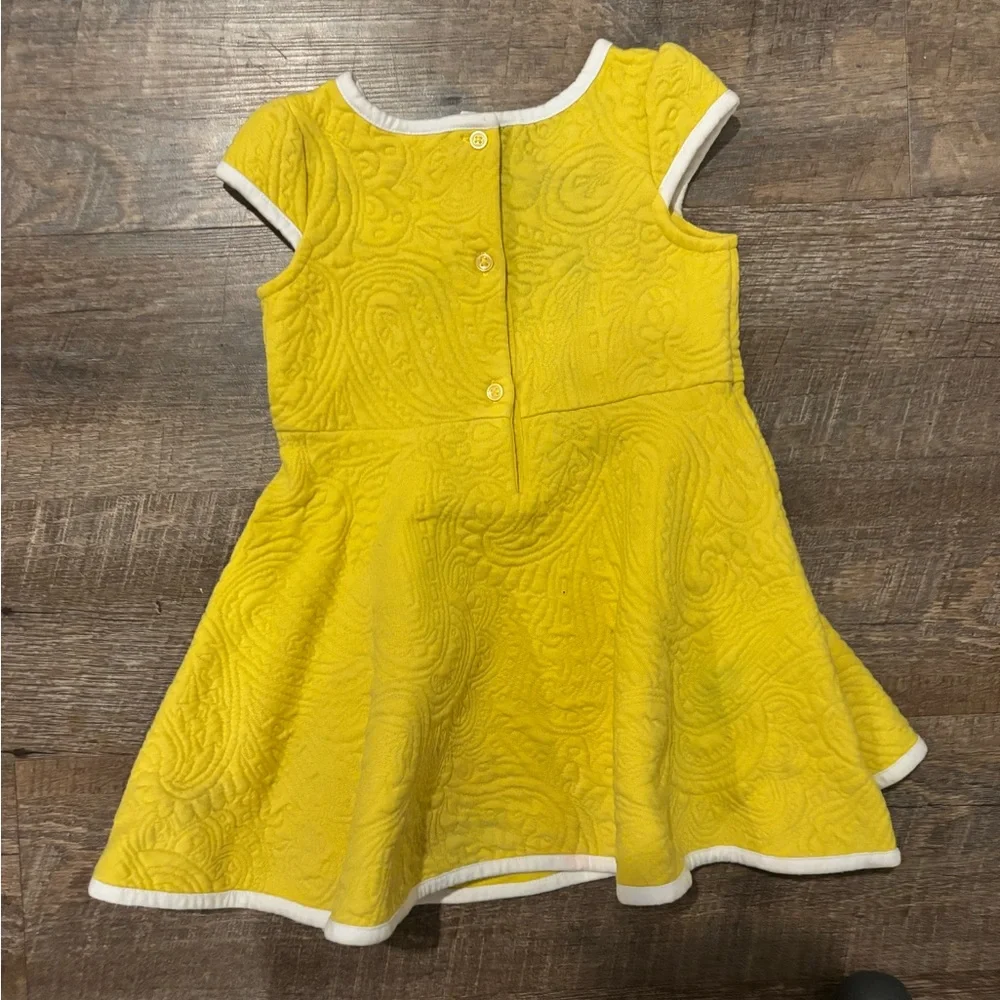 Janie and Jack Paisley Dress Textured Jacquard Gold Button Short Sleeve Toddler